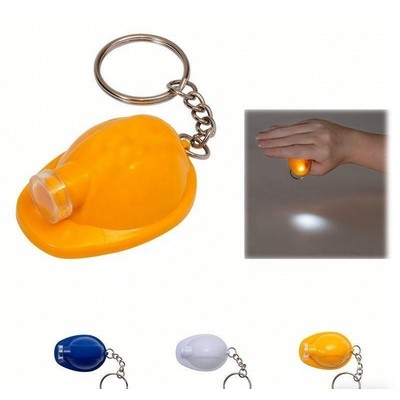 Mini Safety Helmet Shaped Flashlight Keychain