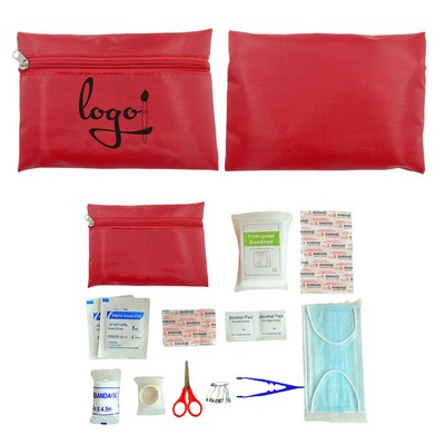 Portable first aid kit pouch with 12 pieces