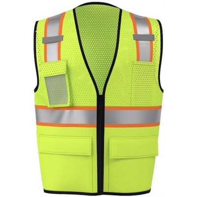 Safety Brite SB-43ZS Class 2 Multi-Pocket Two-Tone Trim Mesh Vest