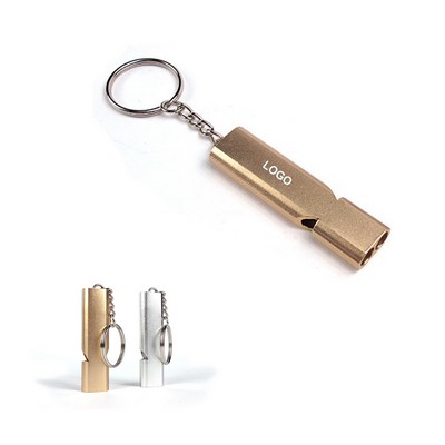 Aluminum Double Pipes Whistle Key Ring