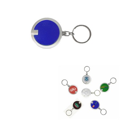 Deluxe Coaster Shape Round Flashlight w/Super Bright LED & Swivel Key Chain