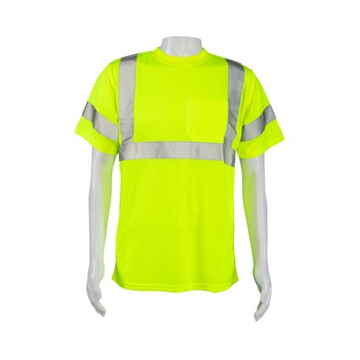ANSI/ISEA 107-2015 Class 3 Lime Birdseye Mesh High Vis Short Sleeve T-shirts