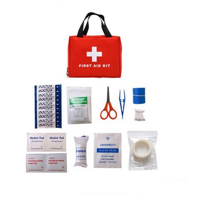 Emergency First Aid Kit Packed In Nylon Zipper Handbag