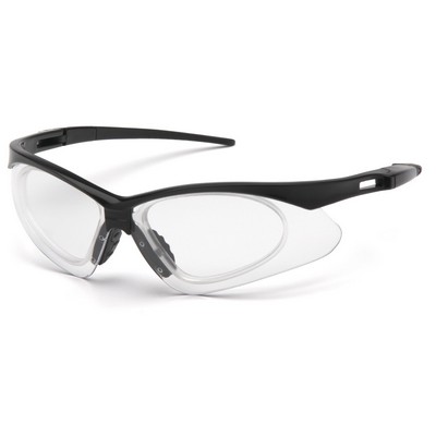PMXTREME Rx Safety Reader Glasses, Black Frame with Clear Anti-Fog Lens with Rx Insert