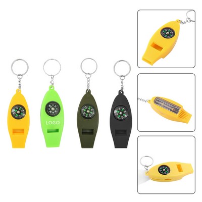 Outdoor Survival Compass Thermometer Magnifier Whistle