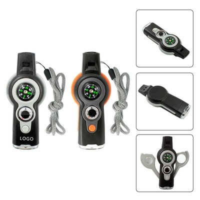 Multi-functional Outdoor Compass Whistle With Keychain
