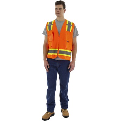 Majestic 75-3244 Hi-Viz Surveyors Vest w DOT Striping, ANSI 2