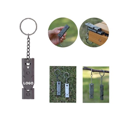 Double Tube Emergency Loud Whistle Keychain