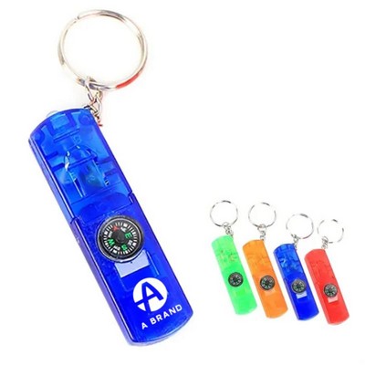 4-in-1 LED Whistle Compass Keychain