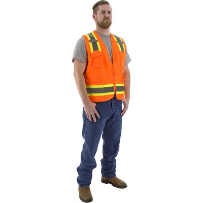 Majestic 75-3222 Hi-Viz Surveyors Vest w DOT Striping, ANSI 2